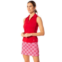 Red Sleeveless Zip Stretch Polo - Fairway Fittings
