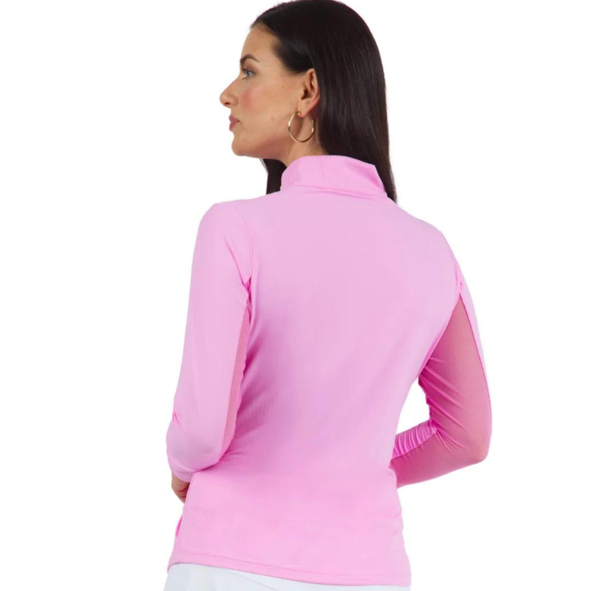 Solid Long Sleeve Mock Neck Top - Candy Pink - Fairway Fittings
