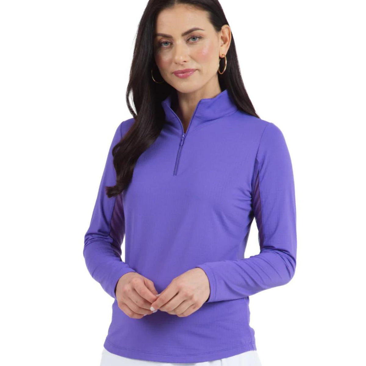 Solid Long Sleeve Mock Neck Top - Plum - Fairway Fittings