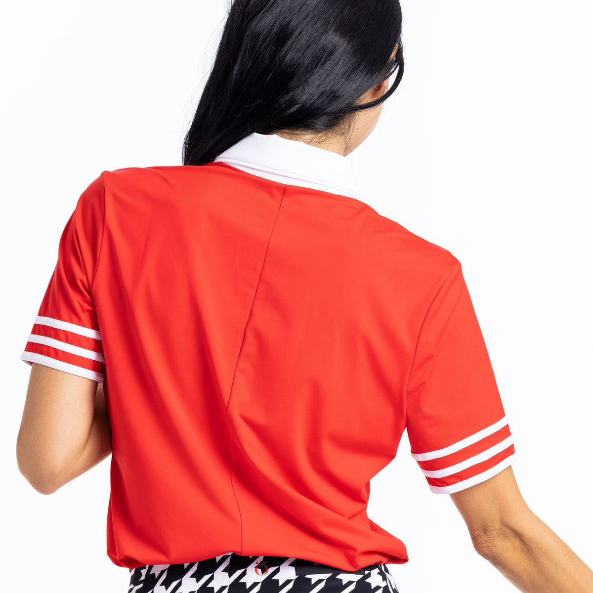 Striped It Short Sleeve Golf Top - Cherry Red - Fairway Fittings