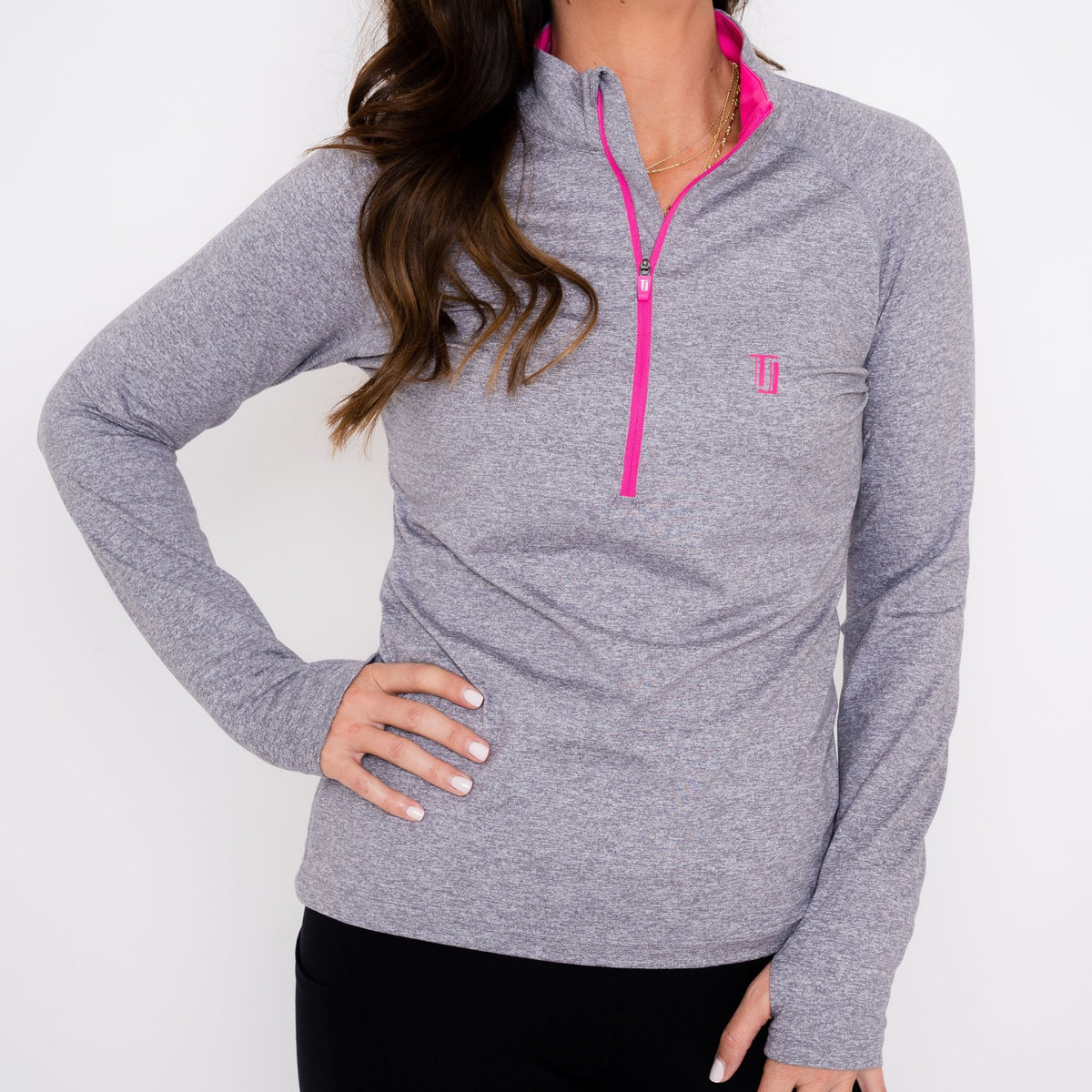 Tour Pullover - Heather Silver/Pink - Fairway Fittings