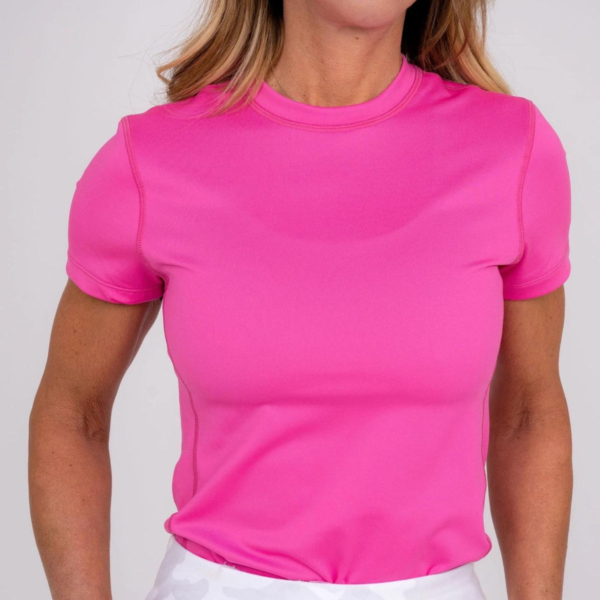 Women's Collarless Athletic Top - Pink - Fairway Fittings